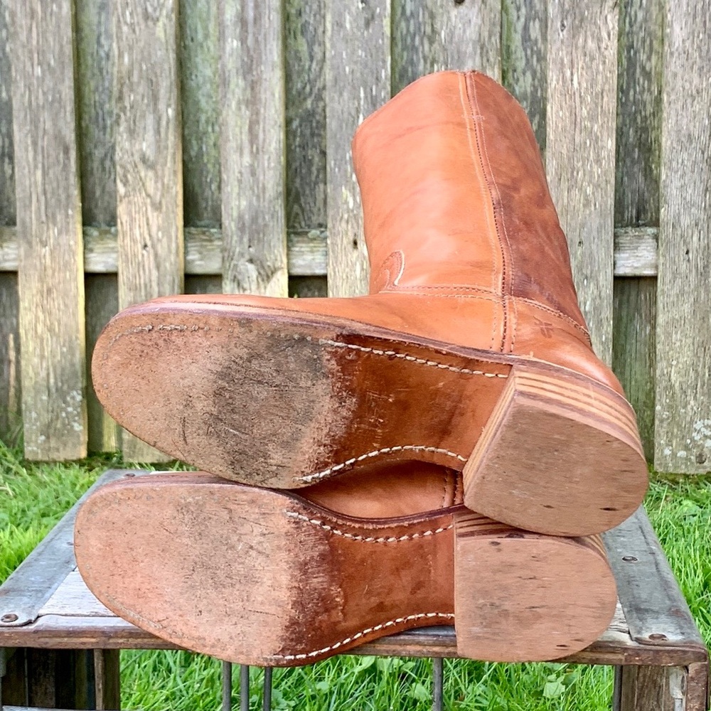 SOLD FRYE Campus 14L Made in USA Tan Brown Leather Tall Western Boots, Size 7 - Picture 7 of 11